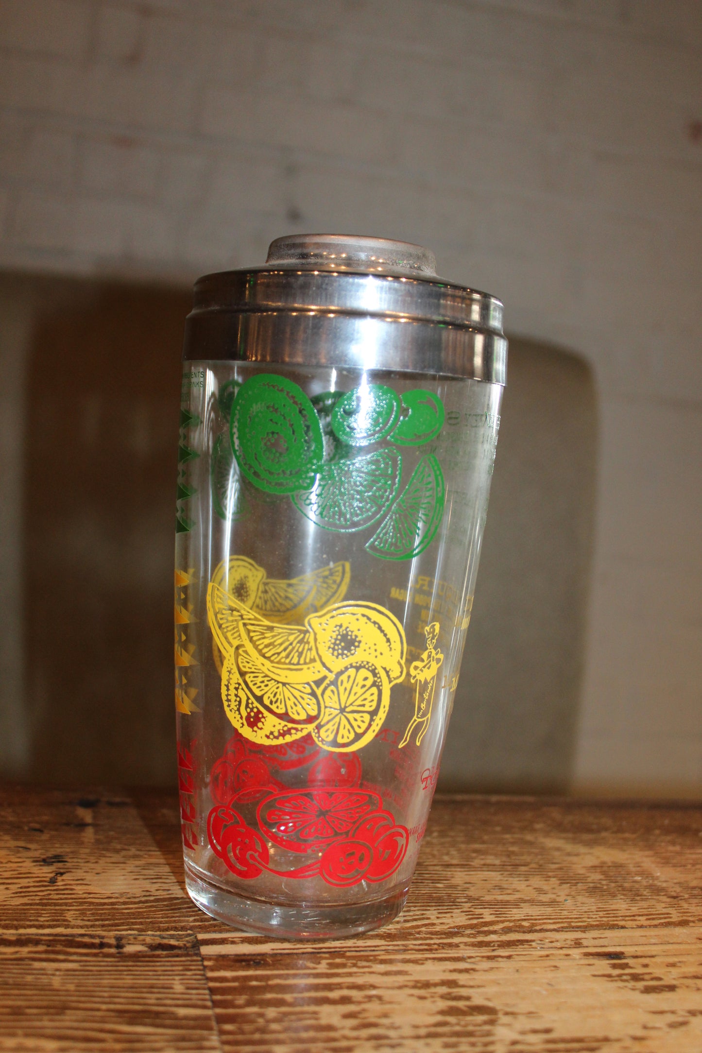 Multicolored Recipe Glass Drink Shaker