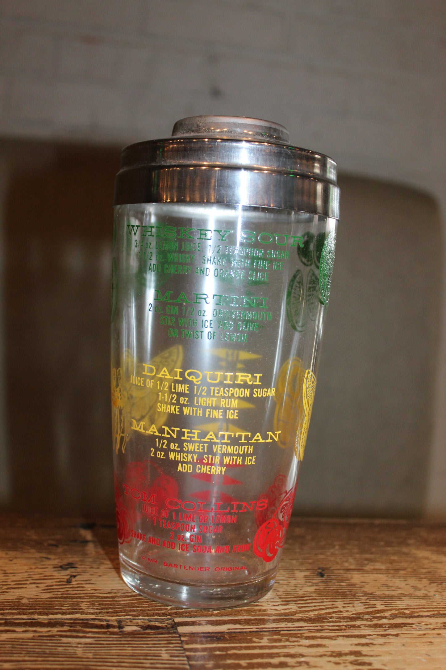 Multicolored Recipe Glass Drink Shaker