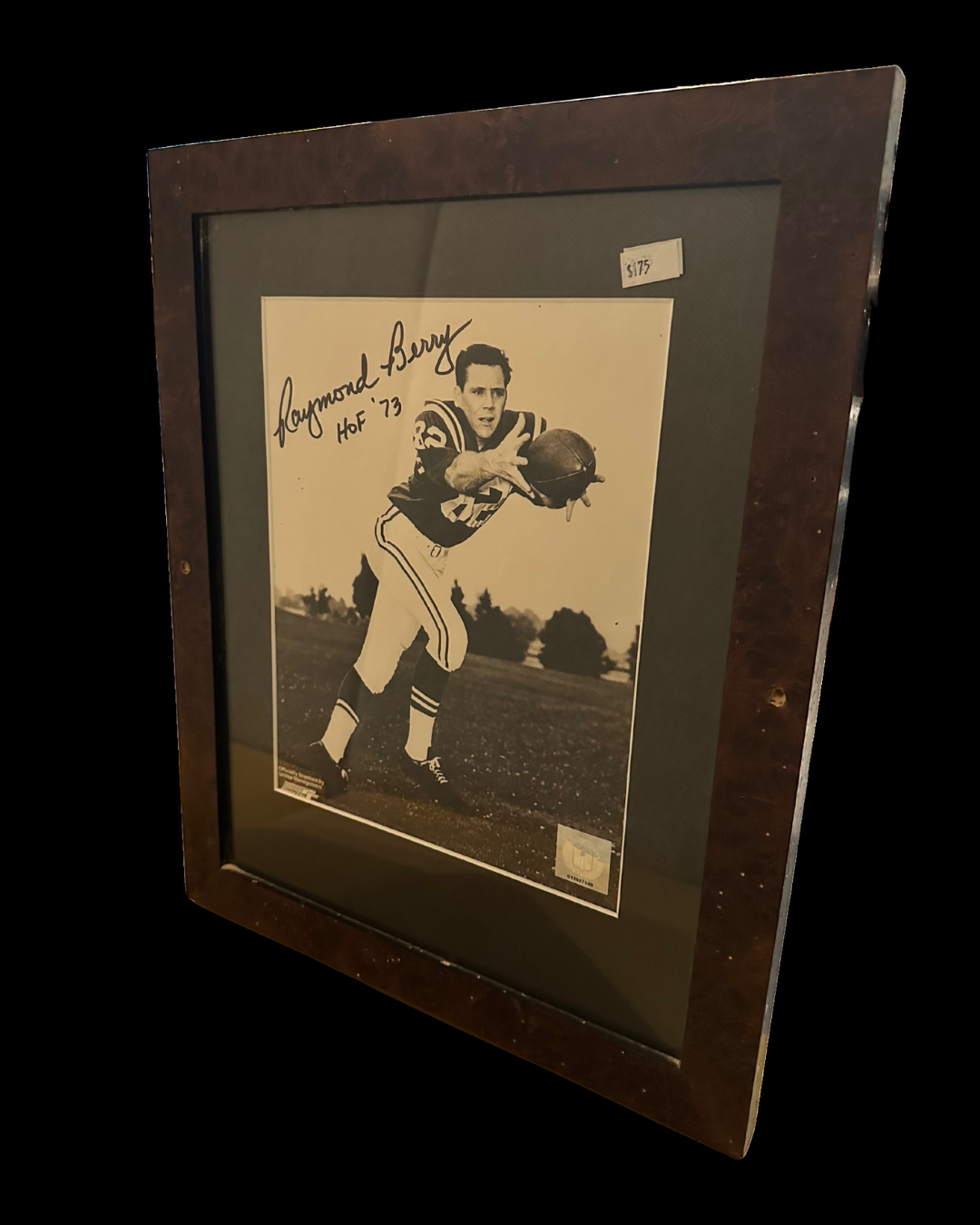 Signed Raymond Berry Hall Of Fame '73 Photo of Raymond Berry Framed Black and White