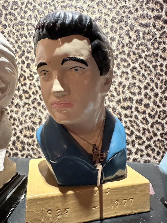 Small Elvis Bust in Blue with Lightning Bolt