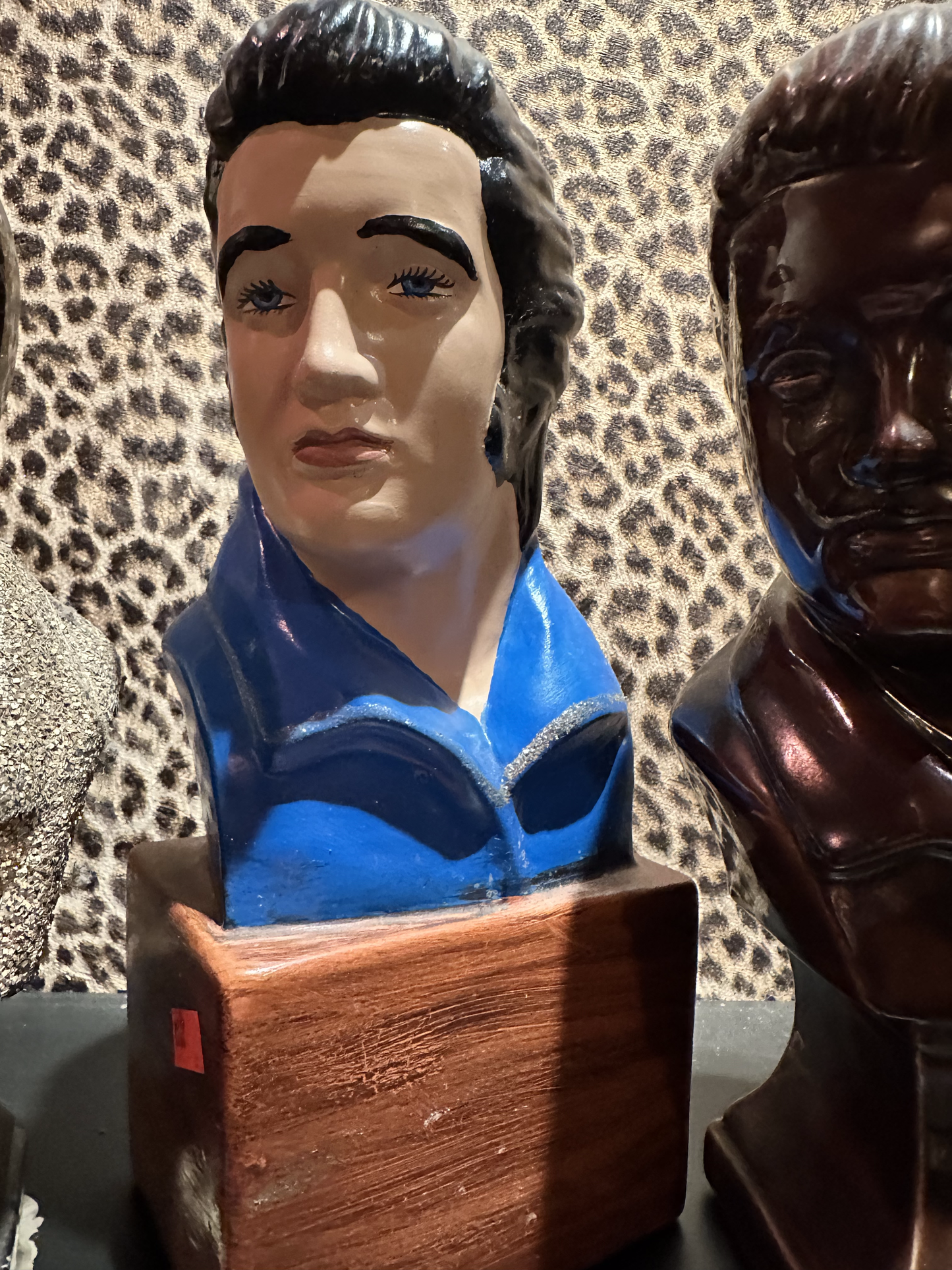 Small Elvis Bust on Brown Block