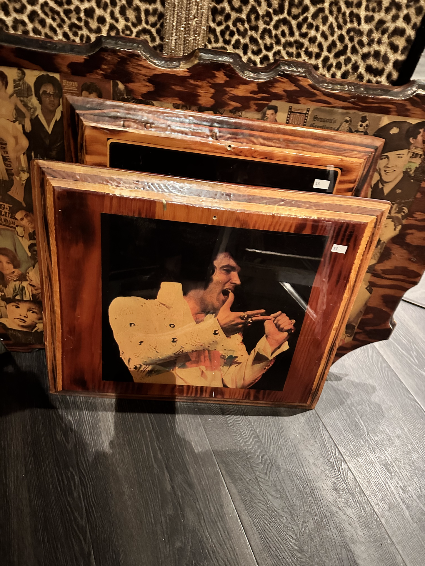 Small horizontal with Elvis' hand up on Wood