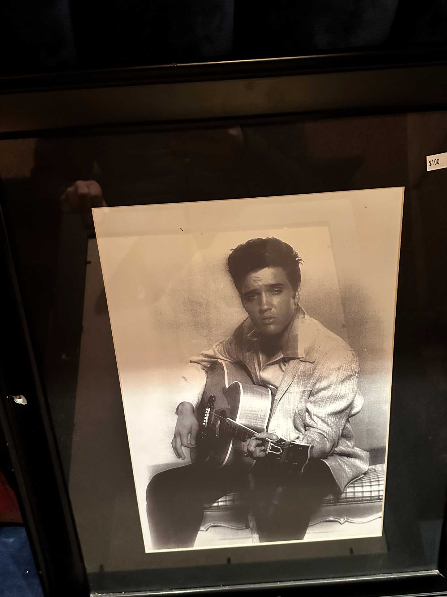 Elvis sketch w/ charcoal sitting and playing guitar