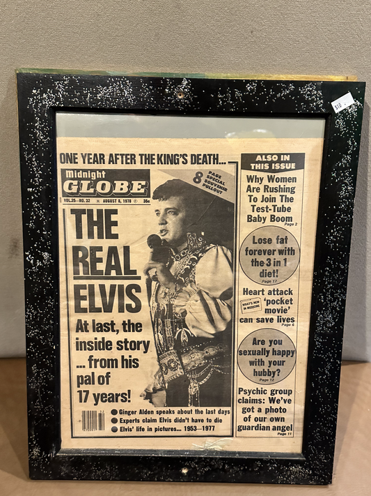 Midnight Globe- "The Real Elvis" -Black glitter frame