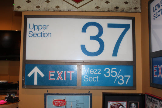 #37 "Memorial Stadium Section Sign: Upper Section 37 Exit | Mezz Sect. 35/37"