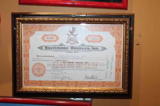 #21 Baltimore Orioles Inc. Certificate Of Common Stock