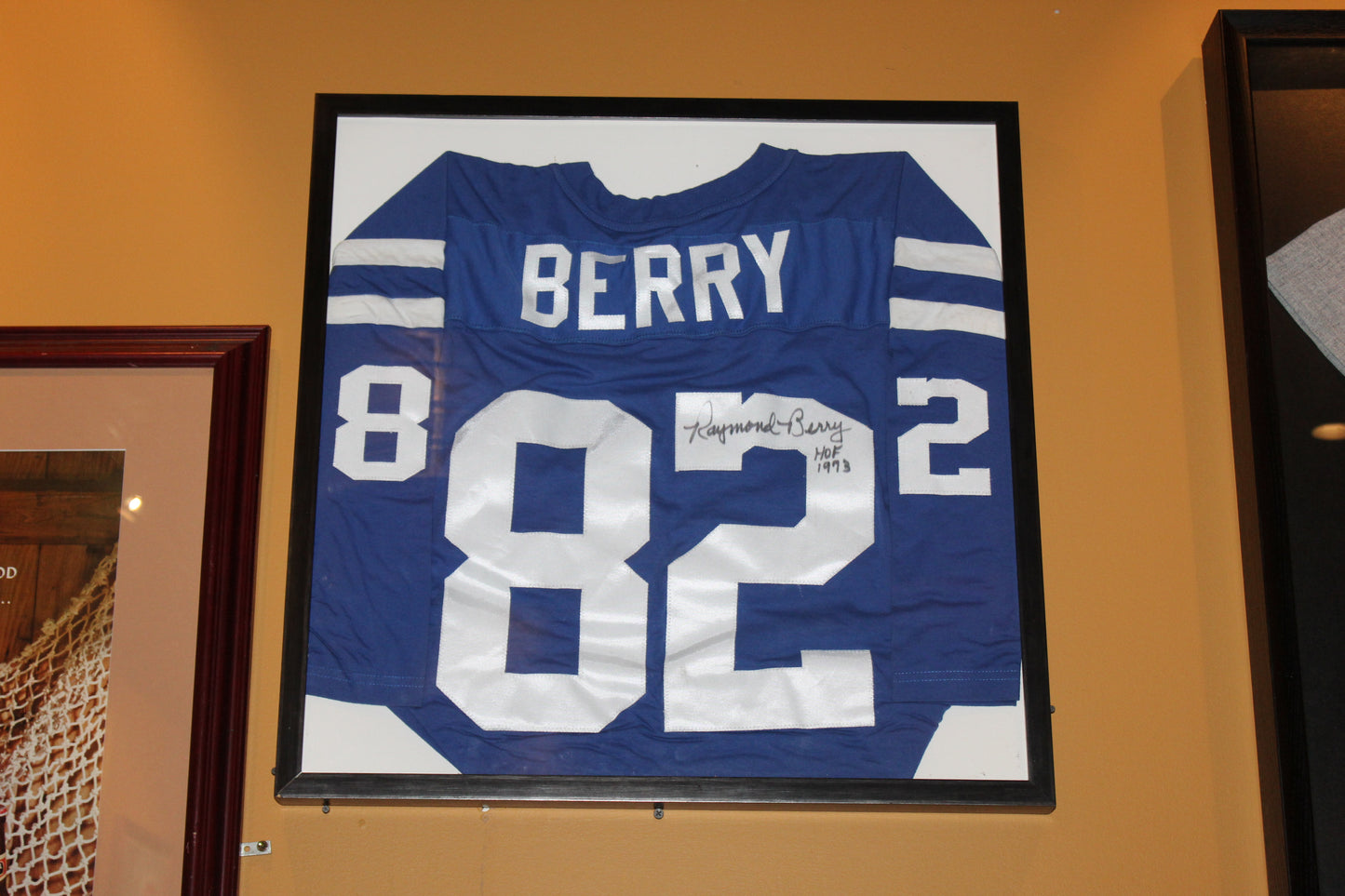 #27 Signed Raymond Berry #82 Colts Jersey Hall of Fame 1993 Framed