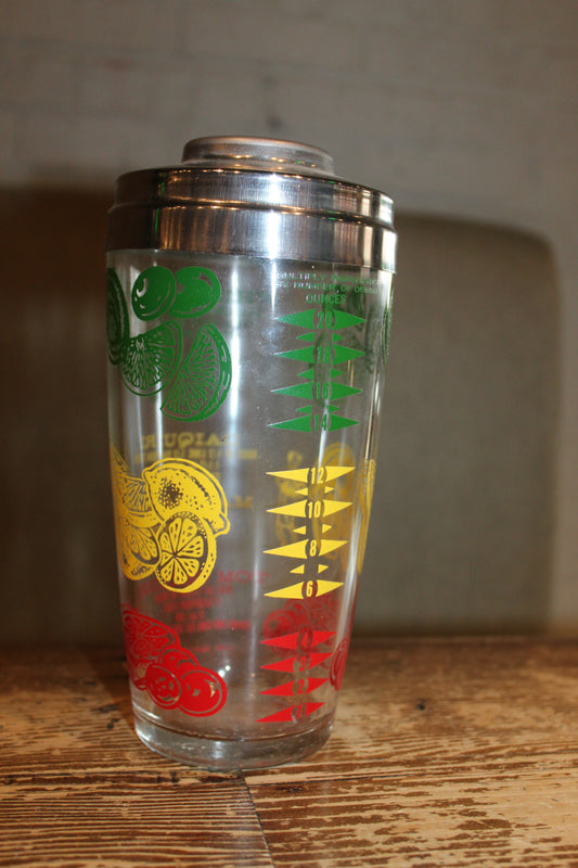 Multicolored Recipe Glass Drink Shaker