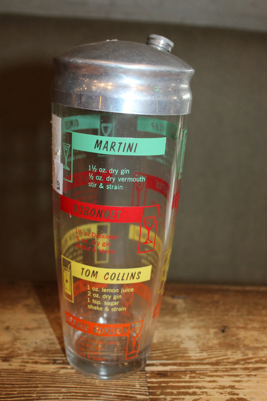 Multicolored Recipe Glass Drink Shaker