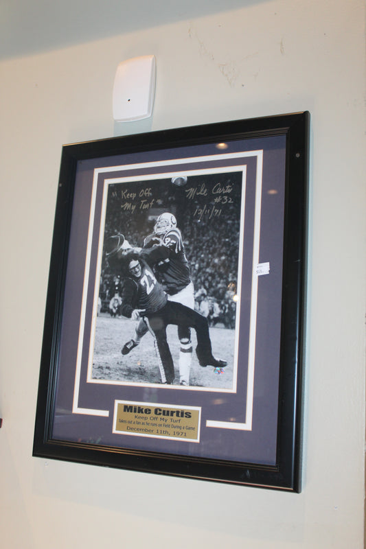 Signed Mike Curtis "Keep Off My Turf" Photograph