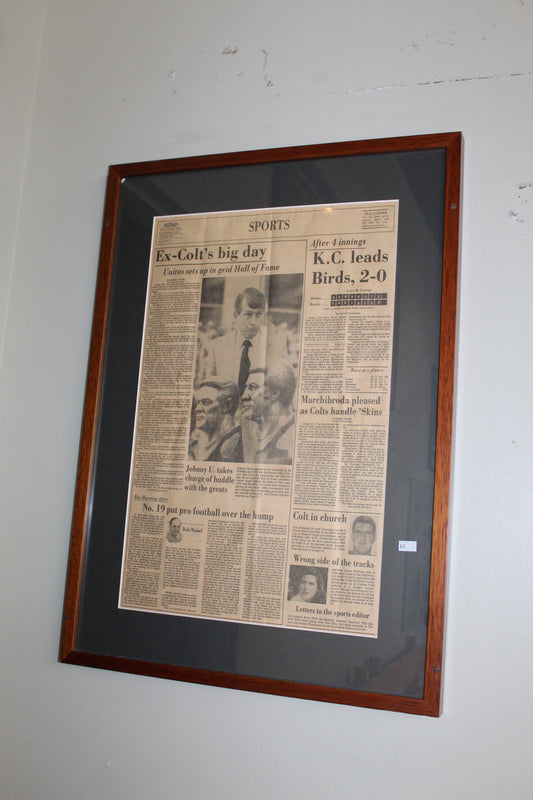Ex-Colt's Big Day Newspaper Framed