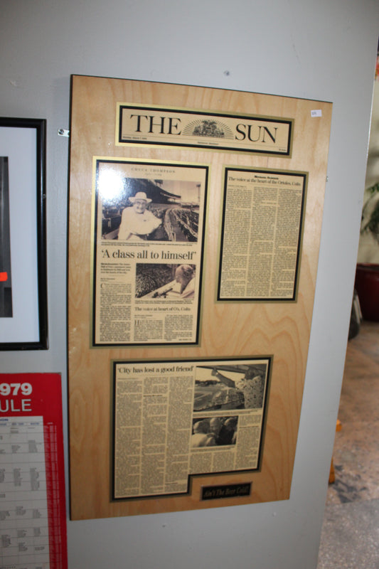 Chuck Thompson "Ain't That Beer Cold" Commemorative Article Wooden Artwork