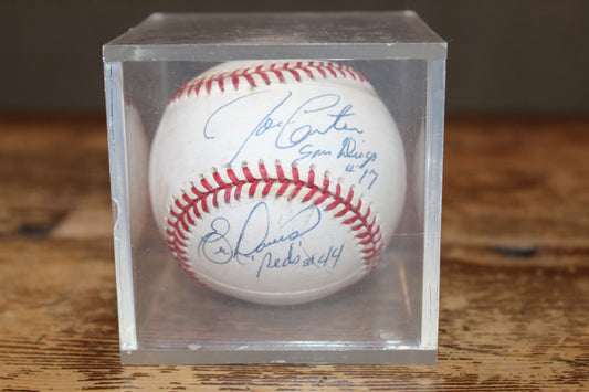 Signed Joe Carter San Diego Padres & Eric Davis Cincinnati Reds Baseball