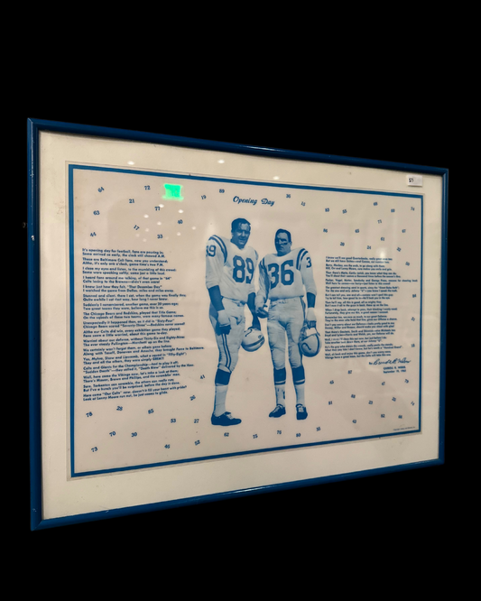 Marchetti and Pellington "Opening Day" Baltimore Colts Placemat Framed
